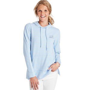 Vineyard Vines Striped Whale Terry Hoodie Blue White Oversized Size XXS Preppy
